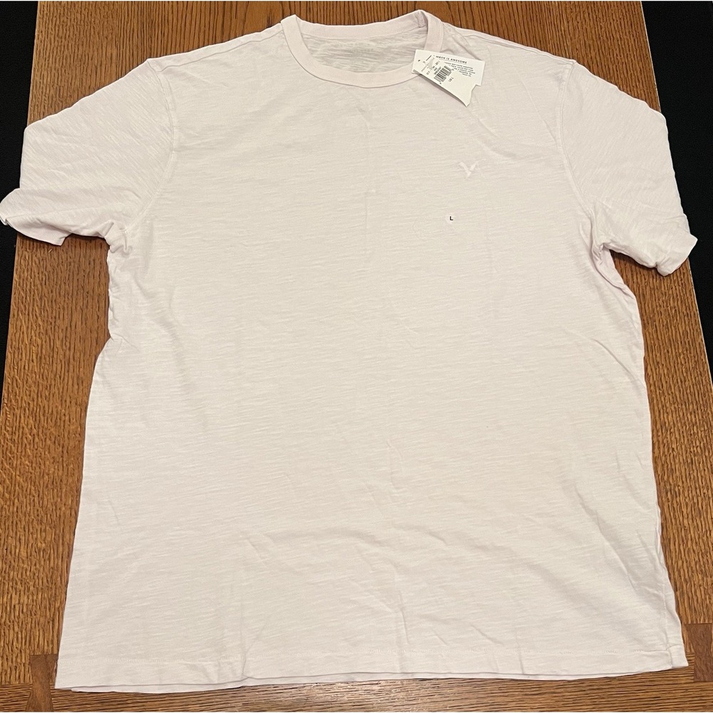American Eagle Men's Tee Light Pink Basic Logo Tee Size L NWT